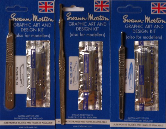 Swann Morton 3 x Non Sterile Graphic Handle Sets No's 3,7 and 9 Handles