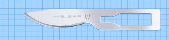 W shape Major Sterile Carbon Steel Blade Swann Morton Product No 0725