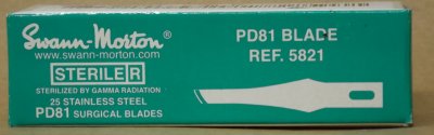 Fine PD81 Sterile Stainless Steel Blade Swann Morton Product No 5821 CLR 3034
