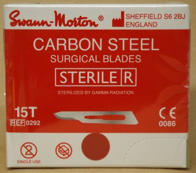 No 15T Sterile Carbon Steel Scalpel Blade Swann Morton Product No 0292 Short dated CLR 3129