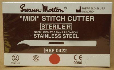 Stitch Cutter Midi Sterile Carbon Steel Blade Swann Morton Product No 0422 Out of date CLR 3130