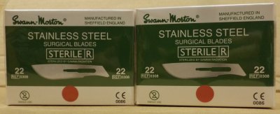 2 Boxes No 22 Sterile Stainless Steel Scalpel Blade Swann Morton Product No 0308 Clearance 1067