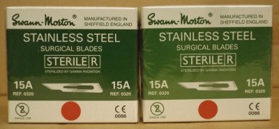 2 Boxes No 15A Stainless Steel Scalpel Blade Swann Morton Product No 0320/2 CLR 1069
